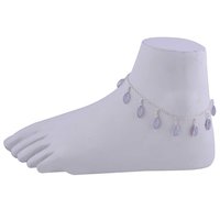 Amethyst Natural Gemstone Marquise 925 Sterling Solid Silver Handmade Anklet