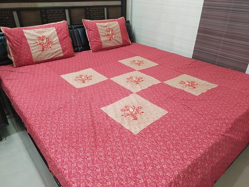 Multi Abc Textile Pure Cotton Printed Embroidery Bedsheet & 2 Pillow Covers 230Tc (90X100 Inches)
