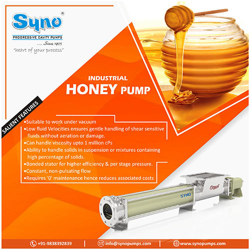 VISCOUS LIQUID PUMP HONEY PUMP - Alloyed Cylindrical Body, Vacuum Suitable | Viscosity & Solids Handling, Non-Pulsating Flow, High Pressure Resistance