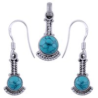 Garnet Natural Gemstone Round 925 Sterling Solid Silver Handmade Earrings & Pendant Set