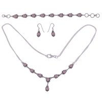 Rainbow Natural Round Multistone 925 Sterling Solid Silver Handmade Jewellery Set
