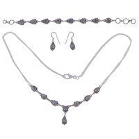 Rainbow Natural Round Multistone 925 Sterling Solid Silver Handmade Jewellery Set
