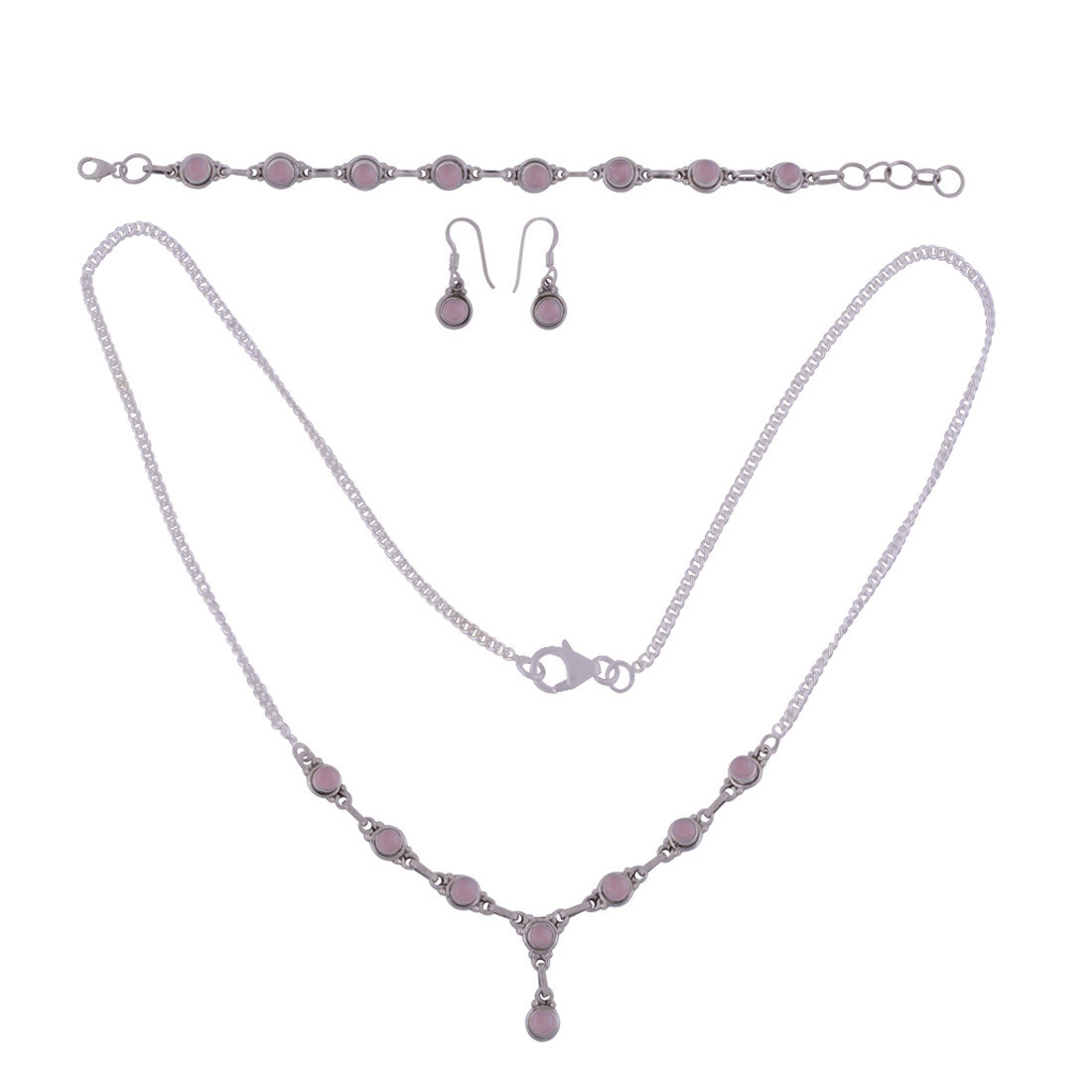Rainbow Natural Round Multistone 925 Sterling Solid Silver Handmade Jewellery Set