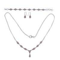 Rainbow Natural Round Multistone 925 Sterling Solid Silver Handmade Jewellery Set