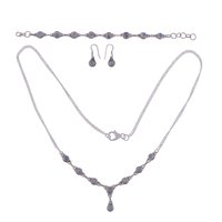 Rainbow Natural Round Multistone 925 Sterling Solid Silver Handmade Jewellery Set