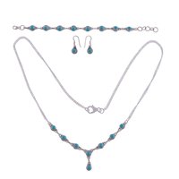 Rainbow Natural Round Multistone 925 Sterling Solid Silver Handmade Jewellery Set