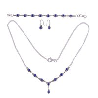 Rainbow Natural Round Multistone 925 Sterling Solid Silver Handmade Jewellery Set