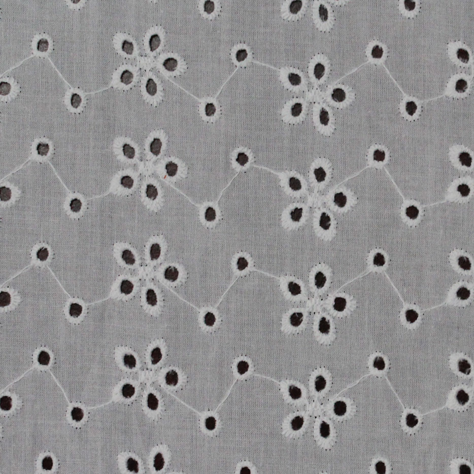 All Over Embroidery Organic Cotton Dyed Fabric