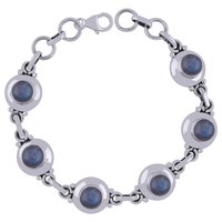 Black Onyx Natural Gemstone 925 Sterling Solid Silver Round Cabochon Handmade Bracelet