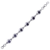 Black Onyx Natural Gemstone 925 Sterling Solid Silver Round Cabochon Handmade Bracelet