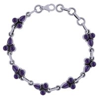 Rainbow Natural Gemstone 925 Sterling Solid Silver Round/pear Cabochon Handmade Bracelet