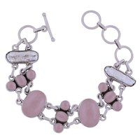 Rainbow Natural Gemstone 925 Sterling Solid Silver Round Cabochon Handmade Bracelet