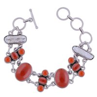 Rainbow Natural Gemstone 925 Sterling Solid Silver Round Cabochon Handmade Bracelet