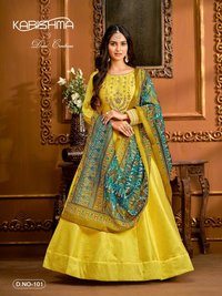 Long Jaccaurd Silk Gown