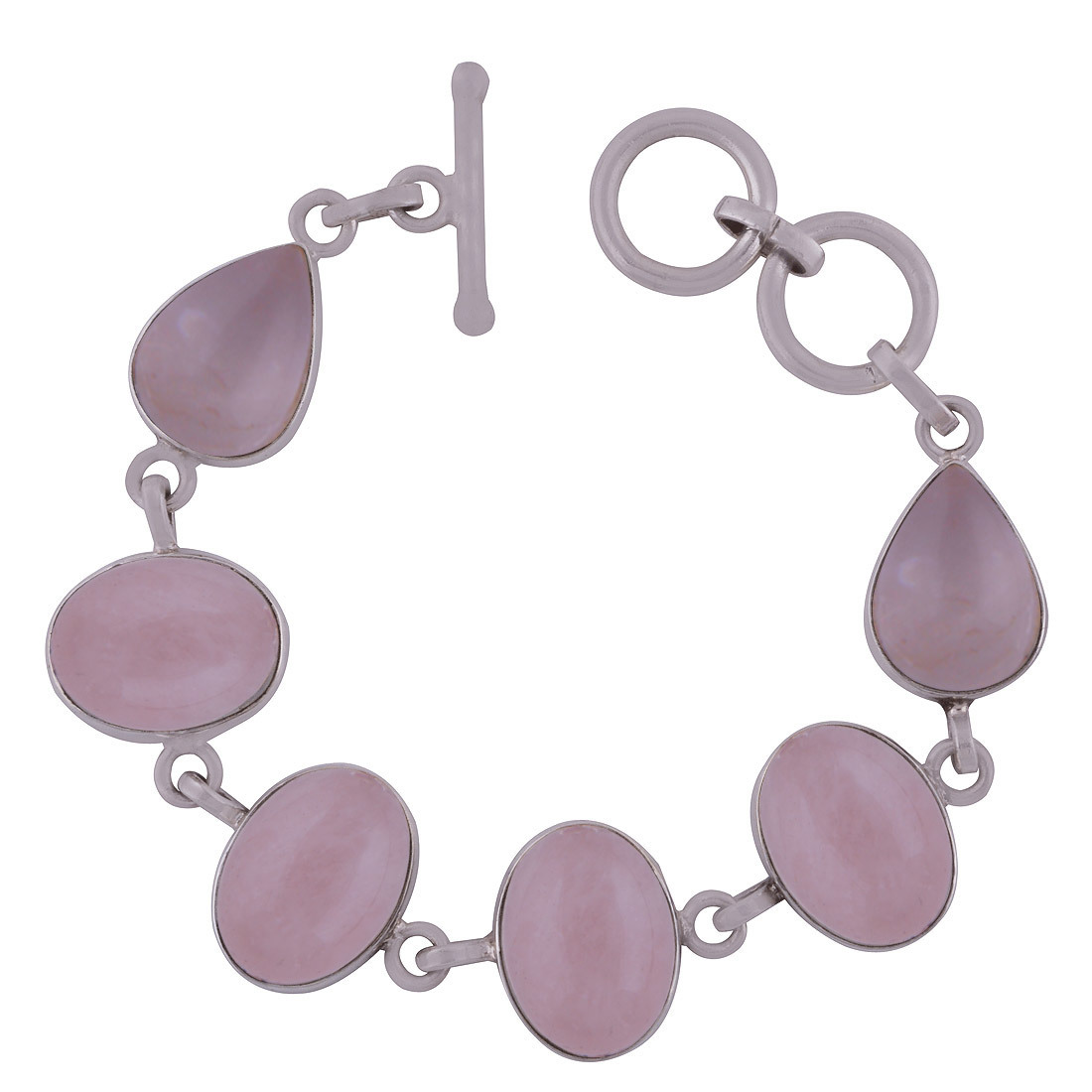 Rainbow Natural Gemstone 925 Sterling Solid Silver Oval/pear Cabochon Handmade Bracelet
