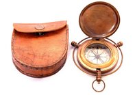 Brass Push Button Compass With Case