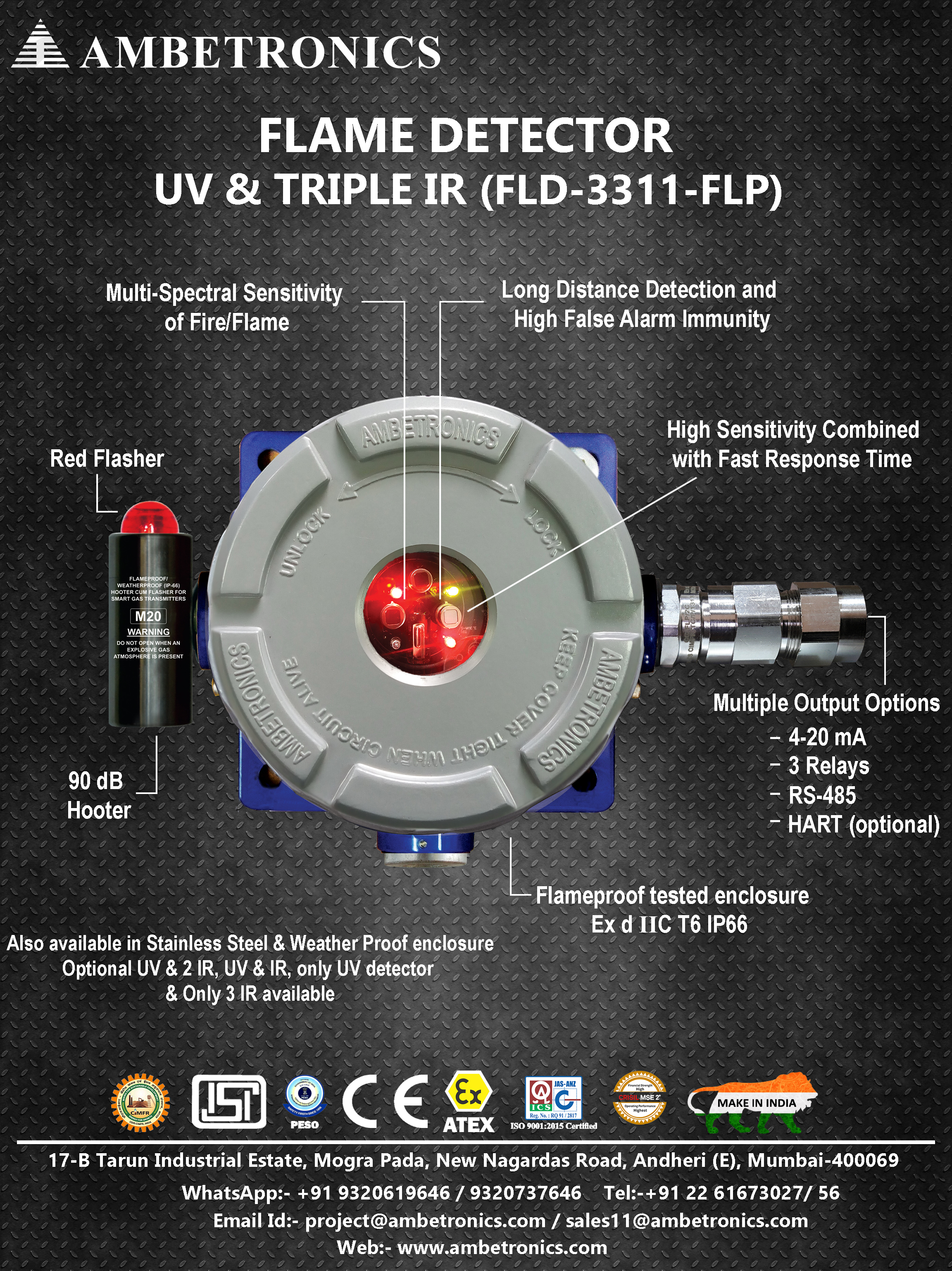 Flame Detector UV and Triple IR  In SS