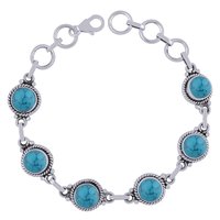 Rainbow Natural Gemstone 925 Sterling Solid Silver Round Cabochon Handmade Bracelet