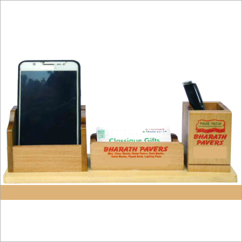 Wood Mobile Card Holder And Pen Set