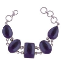 Rainbow Natural Gemstone 925 Sterling Solid Silver Irregular Cabochon Handmade Bracelet