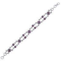 Garnet Natural Gemstone 925 Sterling Solid Silver Round Cabochon Handmade Bracelet