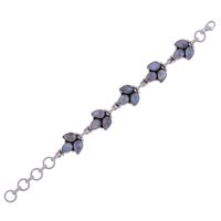 Rainbow Natural Gemstone 925 Sterling Solid Silver Drop Cabochon Handmade Bracelet
