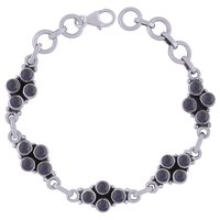 Garnet Natural Gemstone 925 Sterling Solid Silver Round Cabochon Handmade Bracelet