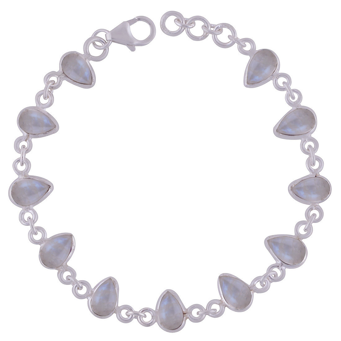 Amethyst Natural Gemstone 925 Sterling Solid Silver Pear Cabochon Handmade Bracelet