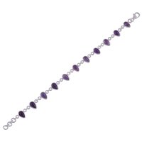 Amethyst Natural Gemstone 925 Sterling Solid Silver Pear Cabochon Handmade Bracelet
