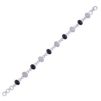 Rainbow/blackonyx Natural Gemstone 925 Sterling Solid Silver Oval Cabochon Handmade Bracelet