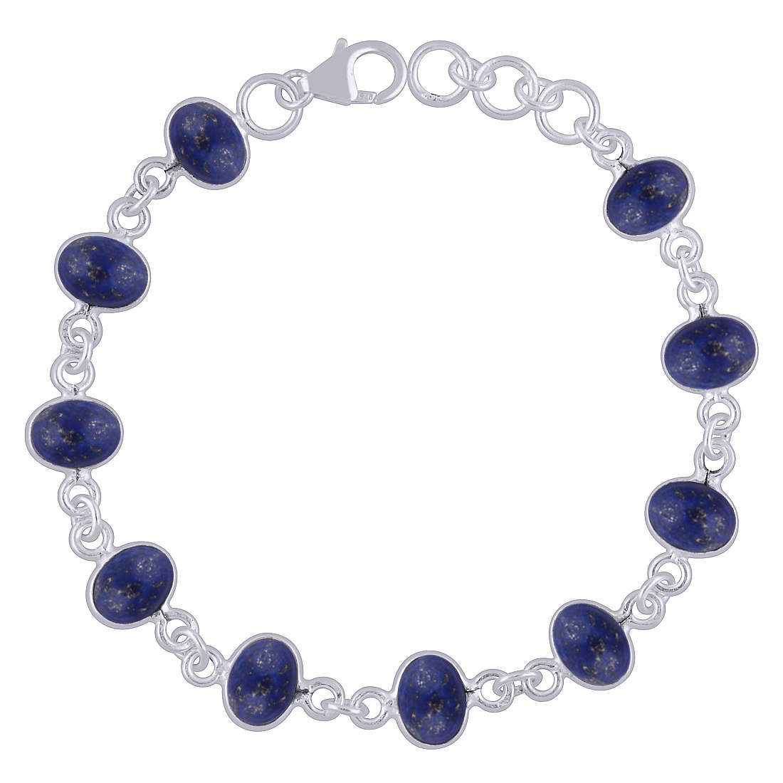 Rainbow/blackonyx Natural Gemstone 925 Sterling Solid Silver Oval Cabochon Handmade Bracelet