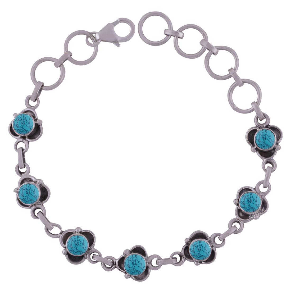 Lapis Natural Gemstone 925 Sterling Solid Silver Round Cabochon Handmade Bracelet