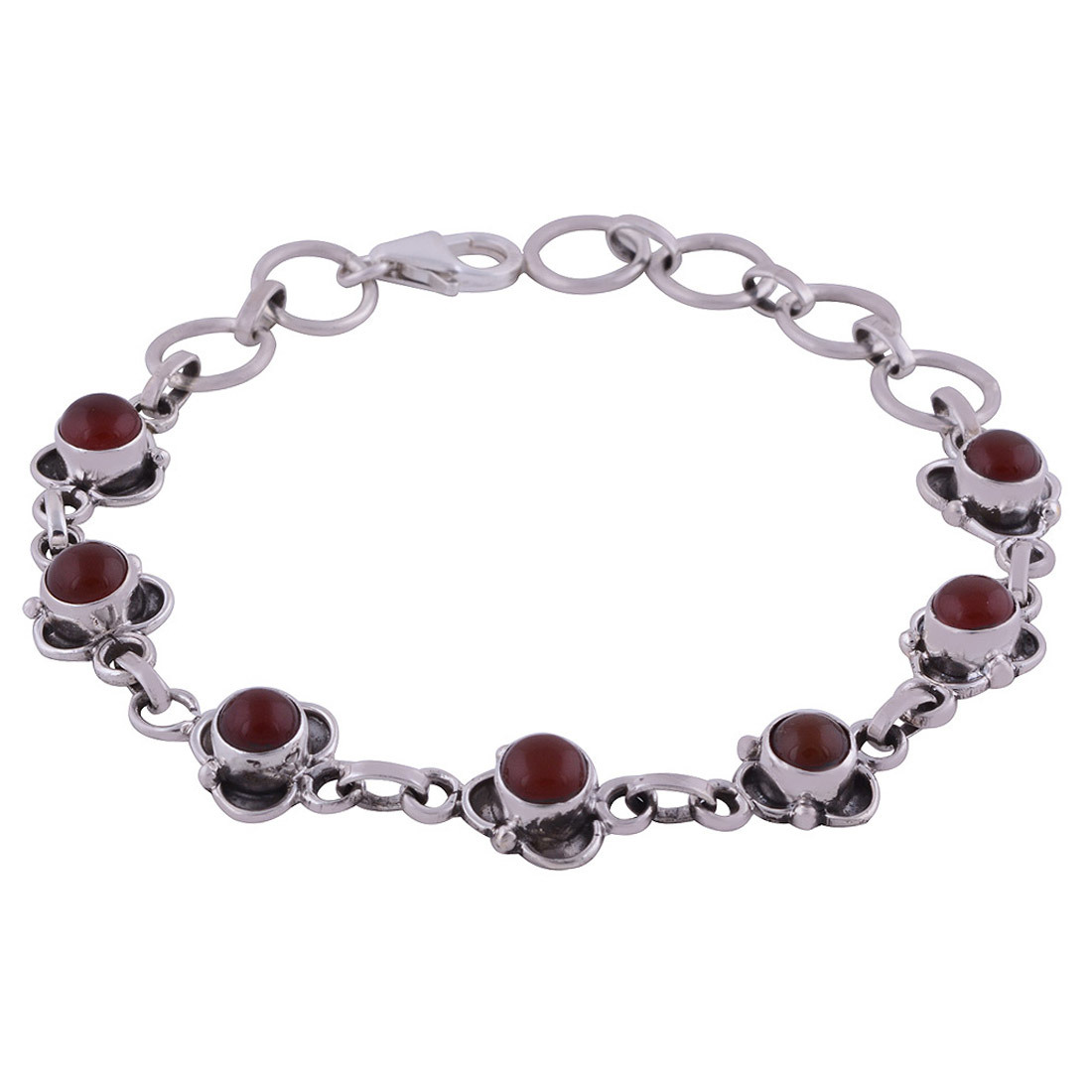 Lapis Natural Gemstone 925 Sterling Solid Silver Round Cabochon Handmade Bracelet