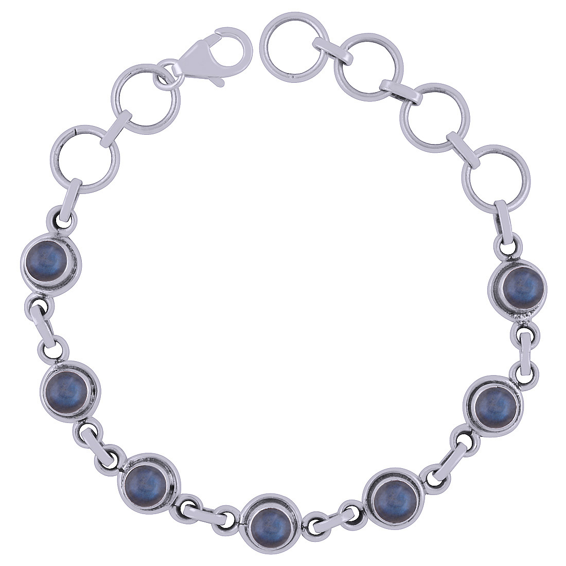 Black Onyx Natural Gemstone 925 Sterling Solid Silver Round Cabochon Handmade Bracelet