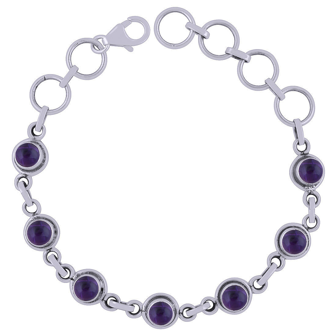 Black Onyx Natural Gemstone 925 Sterling Solid Silver Round Cabochon Handmade Bracelet