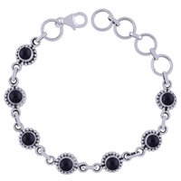 Amethyst Natural Gemstone 925 Sterling Solid Silver Round Cabochon Handmade Bracelet