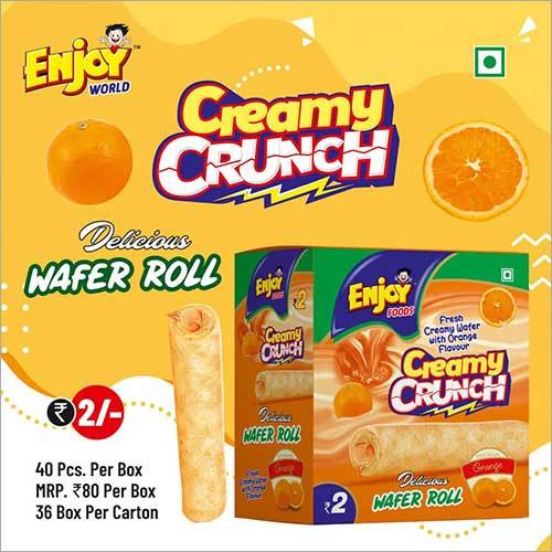 Orange Flavour Creamy Crunch Wafer Roll