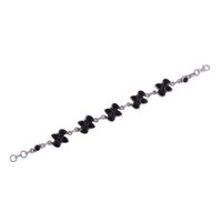 Black Onyx Natural Gemstone 925 Sterling Solid Silver Round Cabochon Handmade Bracelet