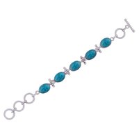Multiple Natural Gemstone 925 Sterling Solid Silver Oval Cabochon Handmade Bracelet