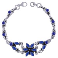 Rainbow Natural Gemstone 925 Sterling Solid Silver Round/marquise Cabochon Handmade Bracelet