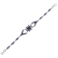 Rainbow Natural Gemstone 925 Sterling Solid Silver Round/marquise Cabochon Handmade Bracelet