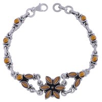 Rainbow Natural Gemstone 925 Sterling Solid Silver Round/marquise Cabochon Handmade Bracelet