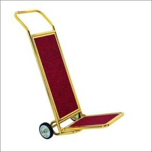 Red And Golden Brass Luggage Trolley