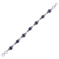Black Onyx Natural Gemstone 925 Sterling Solid Silver Round/pear Cabochon Handmade Bracelet