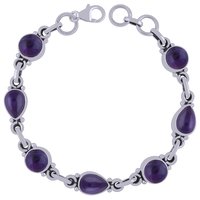 Black Onyx Natural Gemstone 925 Sterling Solid Silver Round/pear Cabochon Handmade Bracelet