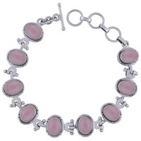 Multiple Natural Gemstone 925 Sterling Solid Silver Oval Cabochon Handmade Bracelet