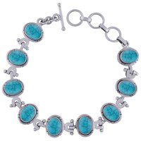 Multiple Natural Gemstone 925 Sterling Solid Silver Oval Cabochon Handmade Bracelet