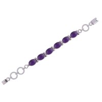 Multiple Natural Gemstone 925 Sterling Solid Silver Oval Cabochon Handmade Bracelet