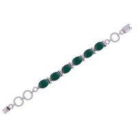 Multiple Natural Gemstone 925 Sterling Solid Silver Oval Cabochon Handmade Bracelet