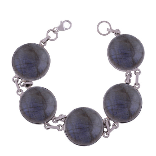 LABRADORITE NATURAL GEMSTONE 925 STERLING SOLID SILVER ROUND CABOCHON HANDMADE BRACELETLabradorite Natural Gemstone 925 Sterling Solid Silver Round Cabochon Handmade Bracelet
